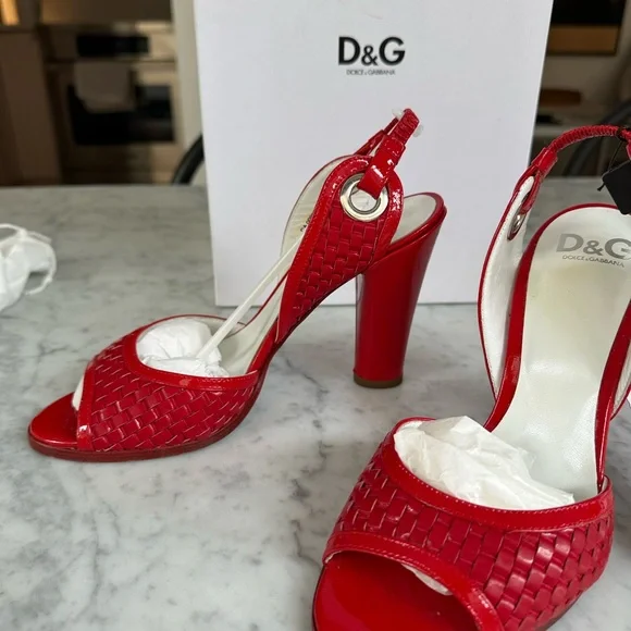 D&G Red Open-Toe Heels - Picture 3 of 6